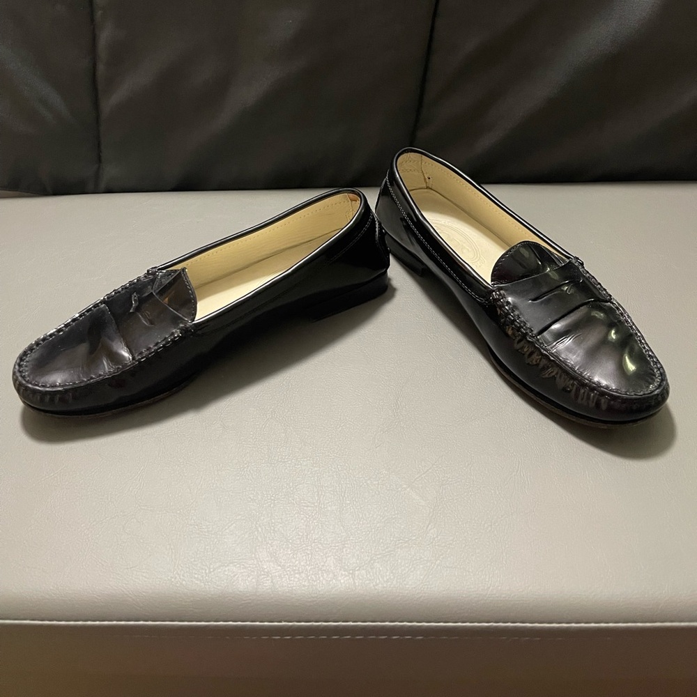 TOD’S Women’s City Gommino Black Patent Leather Loafers – Size 37.5 (US 7.5)